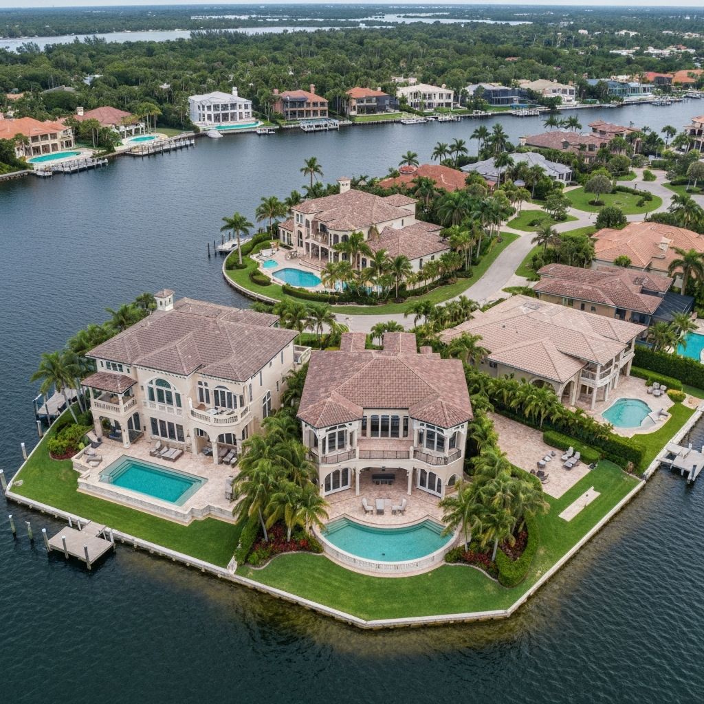 Naples Region skyline and waterfront properties in Southwest Florida